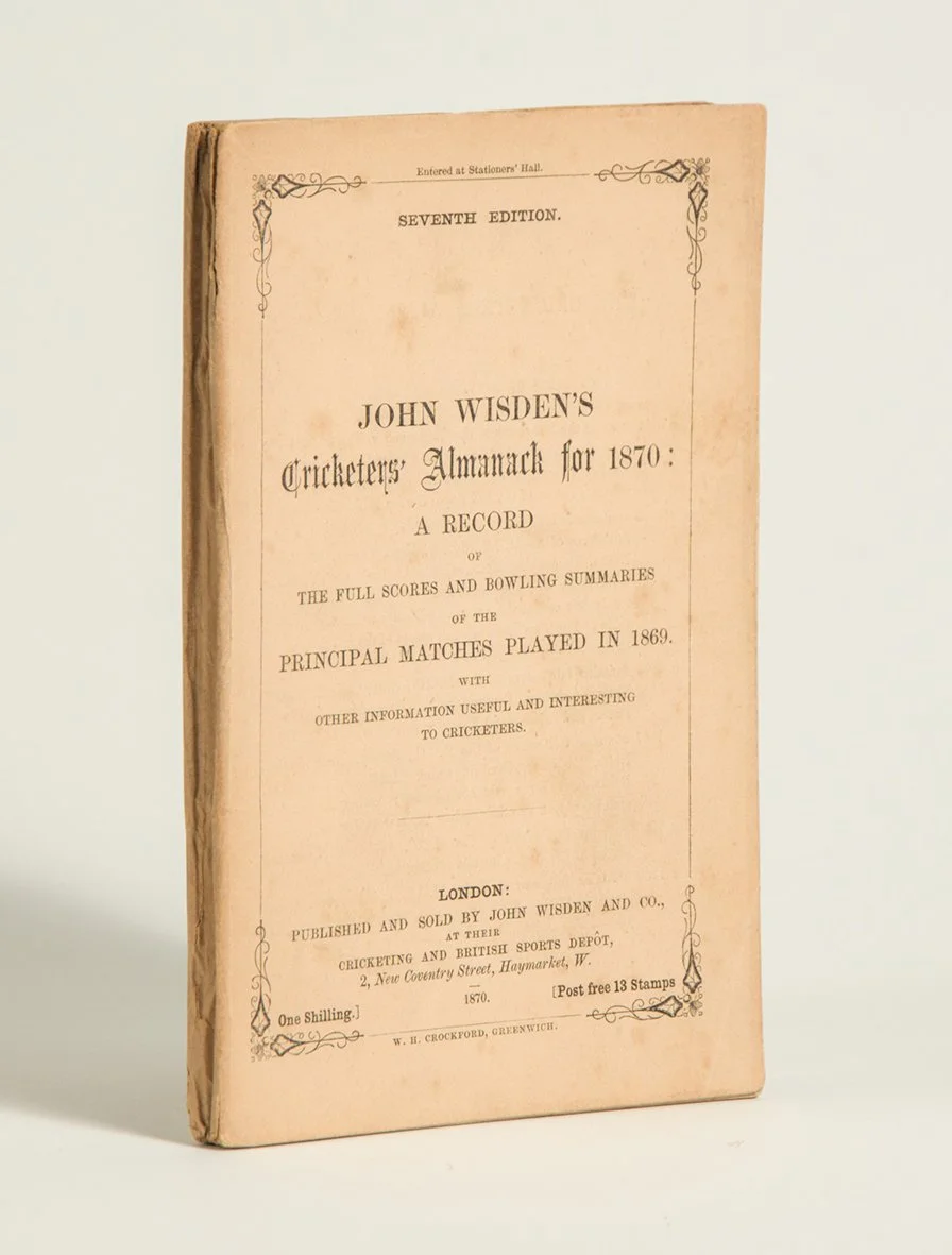 Lot 1144

Wisden Cricketers’ Almanack 1870. 7th edition. Original paper wrappers. Rare seventh year of issue.

Estimate £1500/2500