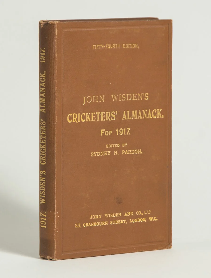 Lot 1189

Wisden Cricketers’ Almanack 1917. 54th edition. Original hardback.

Estimate £1500/2500