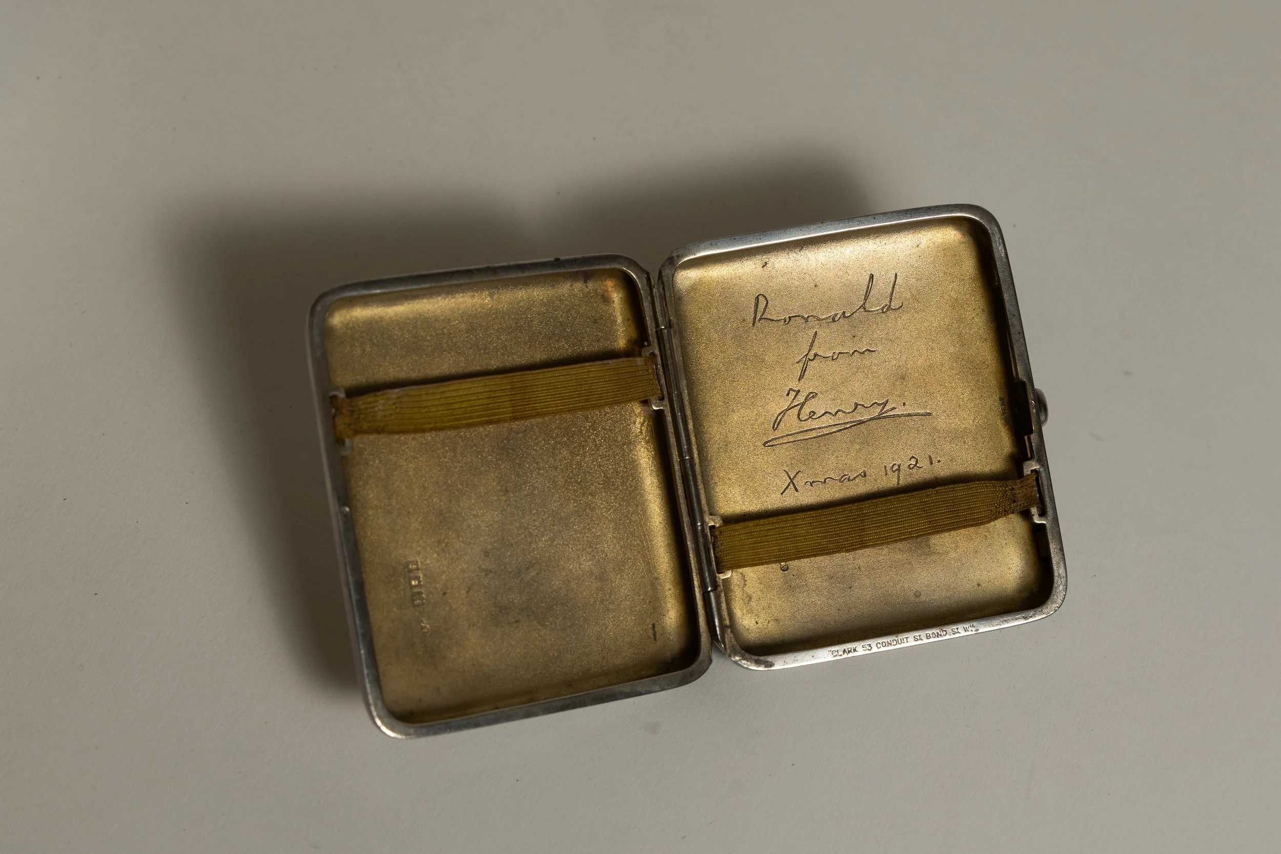 Lot 1019

Ronald Thomas Stanyforth. Yorkshire, M.C.C. and England 1928-1933. Silver hallmarked cigarette case presented to Stanyforth by Prince Henry, Duke of Gloucester at Christmas 1921. The case engraved to gilt inside 'Ronald from Henry. Xmas 192