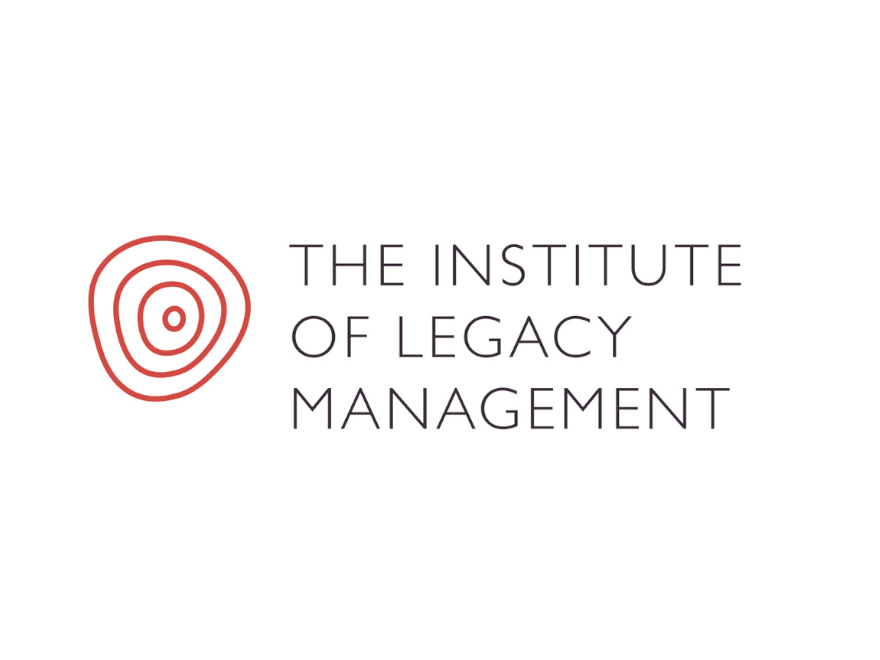 Logo of The Institute of Legacy Management with a red spiral symbol and black text.