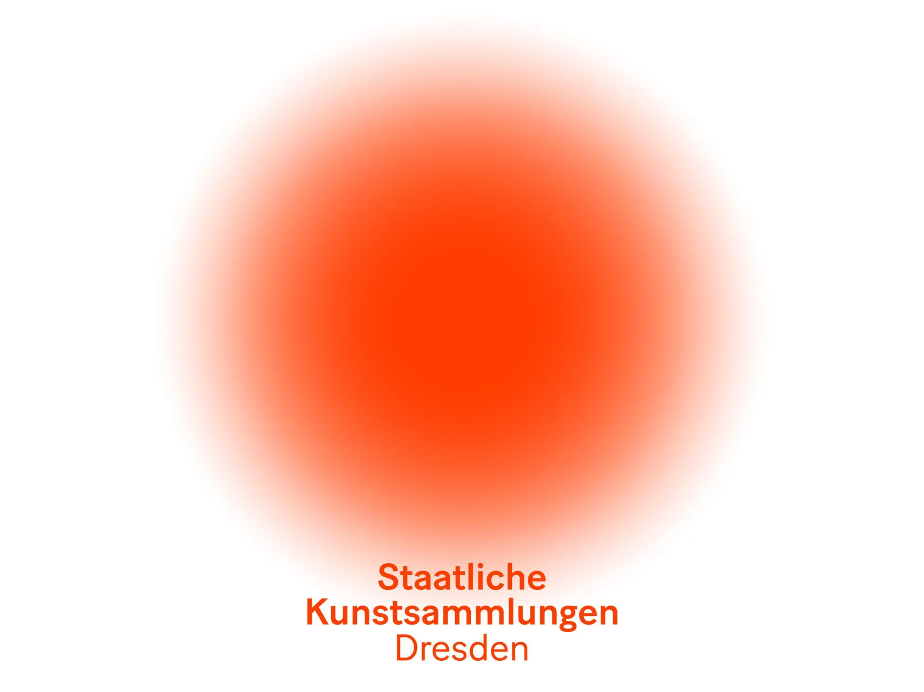A blurred circular red gradient with orange text below that reads 'Staatliche Kunstsammlungen Dresden'.