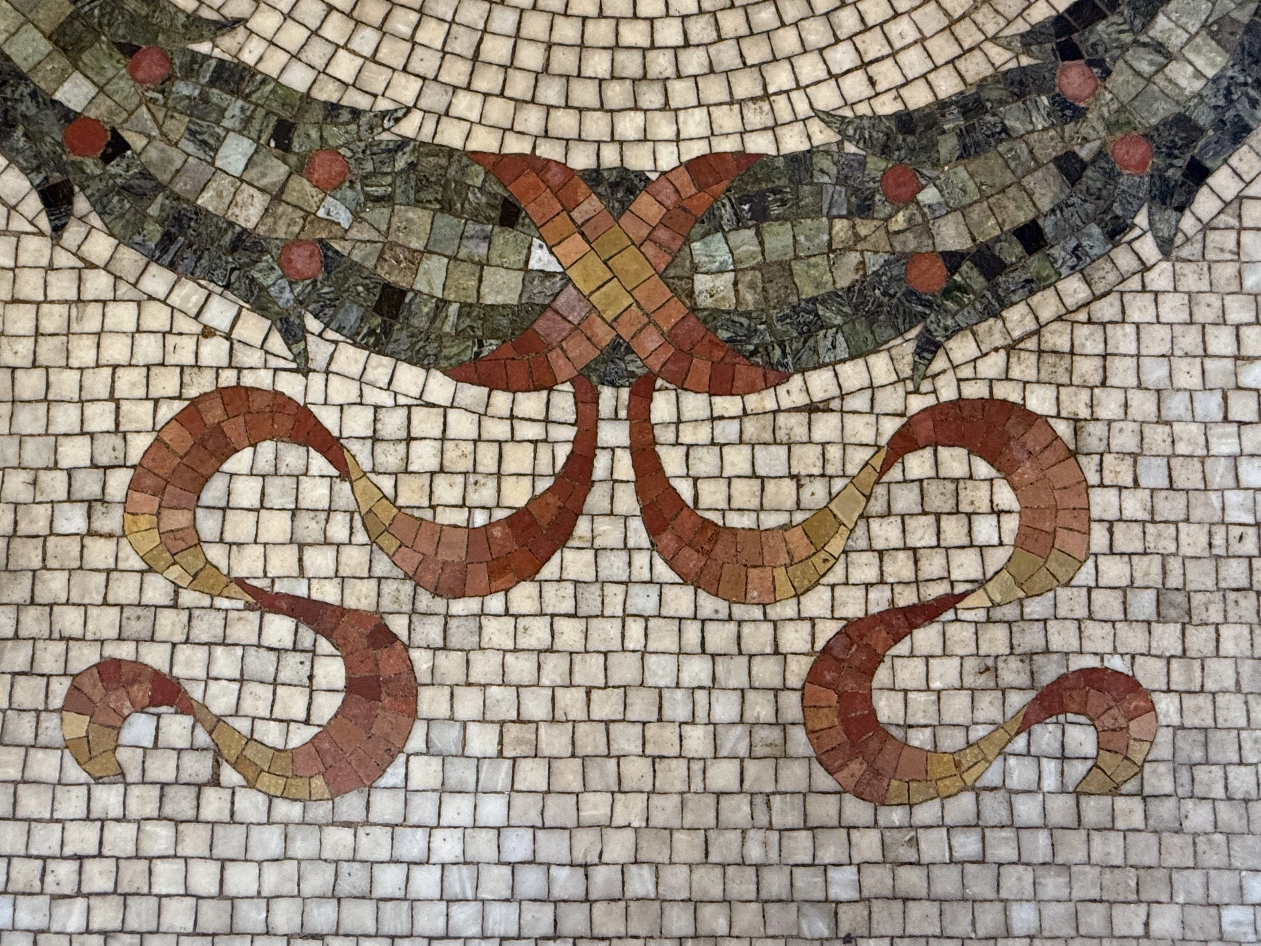 National Building_Easton PA_original tile lobby_wreath detail