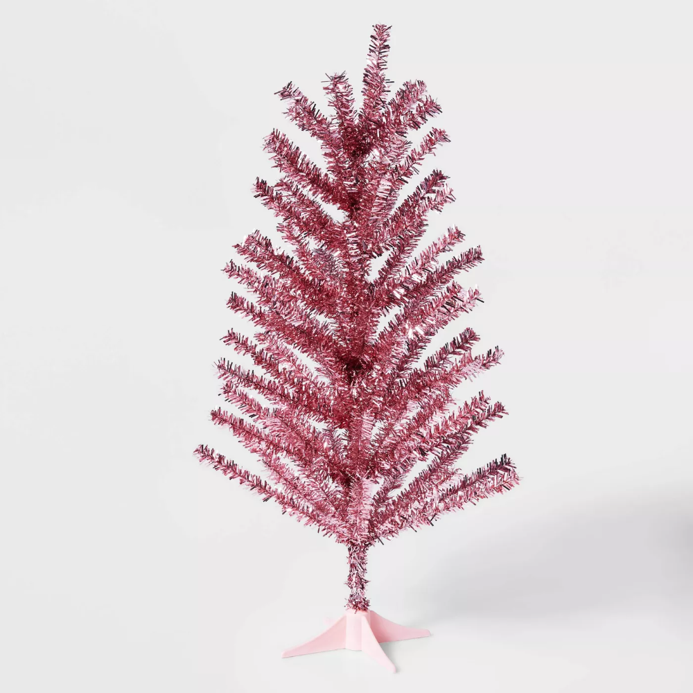 2ft Unlit Shiny Pink Tinsel Artificial Christmas Tree - Wondershop™.png