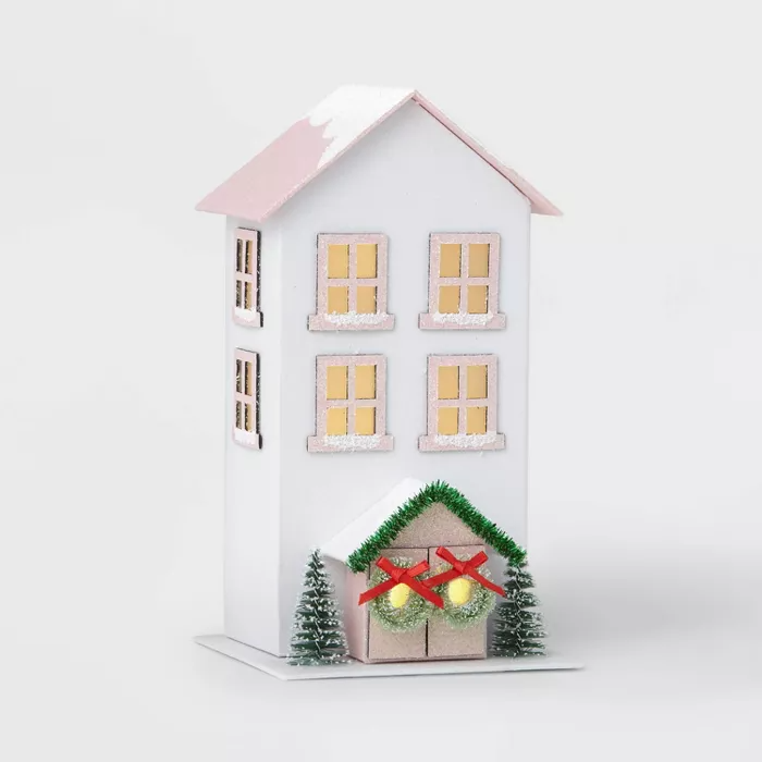 Paper Tall House Decorative Figurine White_Pink - Wondershop.png