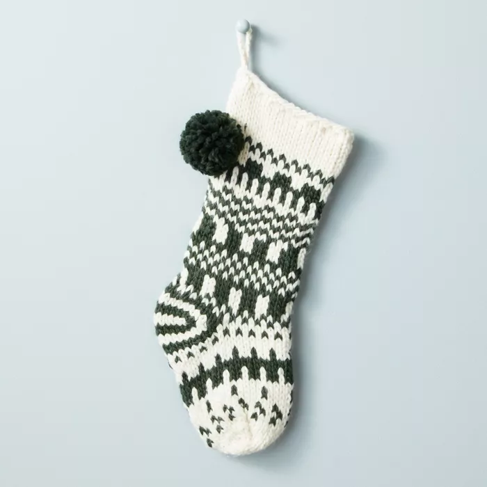 Jacquard Knit Pom Stocking - Hearth & Hand™ with Magnolia.png