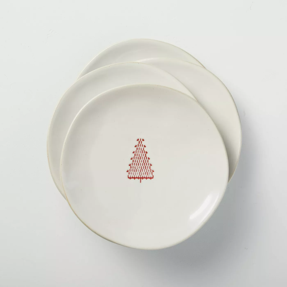 4pk Etched Tree Stoneware Appetizer Plate Set Cream_Red - Hearth & Hand with Magnolia.png