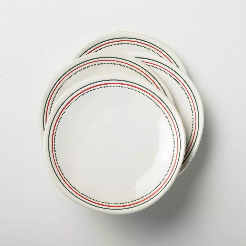 Holiday Stripes Stoneware Appetizer Plate Red_Green - Hearth & Hand™ with Magnolia.png