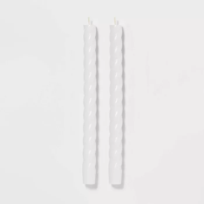 2pk Wax Decorative Holiday Rope Taper Candle - Threshold™.png