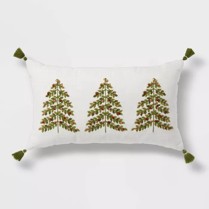Oversized Tree Embroidered Lumbar Christmas Throw Pillow - Threshold™.png