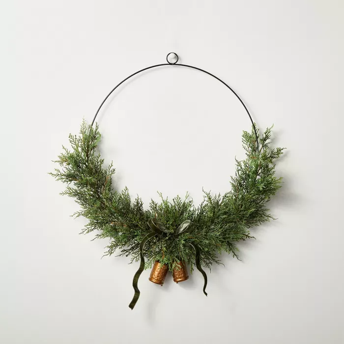 28_ Asymmetrical Faux Cedar Wire Wreath with Bells - Hearth & Hand™ with Magnolia.png