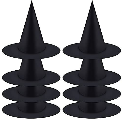 8 Pack Halloween Costume Witch Hat Cap Witch Costume Accessory For Halloween Cosplay Party, Black CANREVEL.jpeg