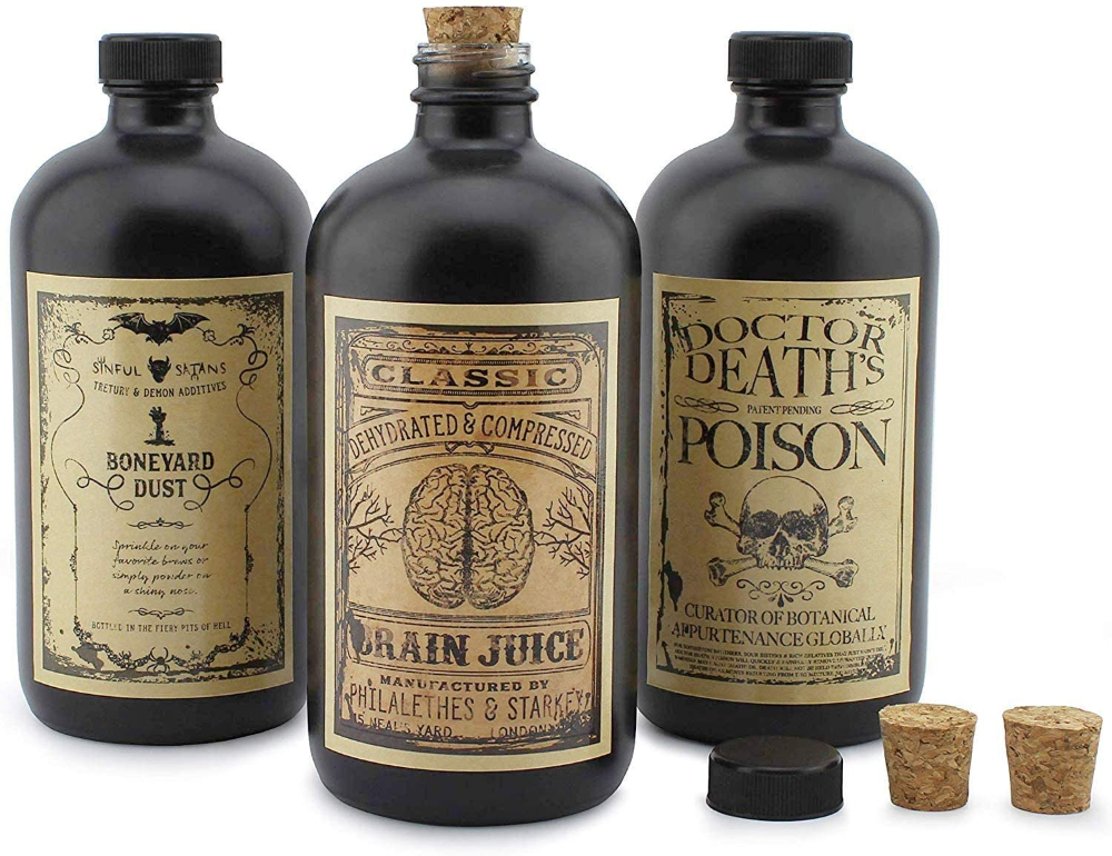 Amazon_com_ Cornucopia Brands Black 16-Ounce Glass Apothecary Bottles (3-Pack); Boston Round Bottles with Designer Labels Ideal for Aromatherapy, DIY, Herbal Treatments and Halloween, Matte Black Coated Bottles _ Home & Kitchen.png