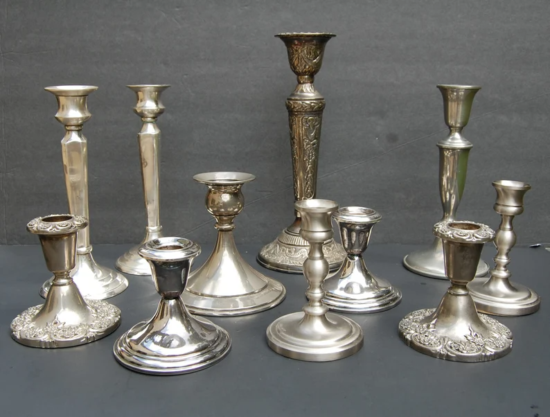 Read the full title Mix and match silver candlesticks _ candleholders _ candle sticks _ candle holders _ mismatched _ Choose your own _ Pewter Candlesticks.png
