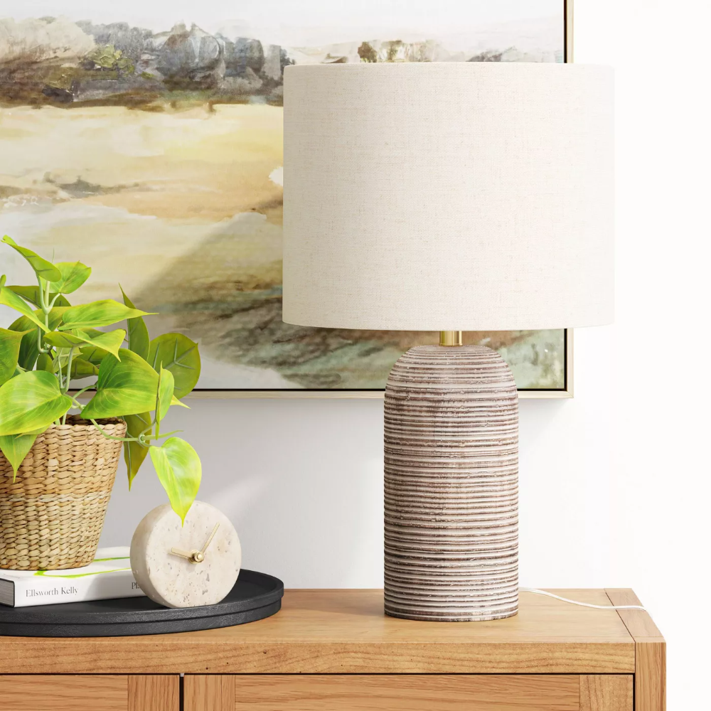 Faux Wood Lamp Base Brown - Threshold™.png