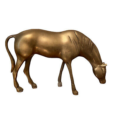 Vintage Boho Brass Horse Statue 9” Long Estate Find.png