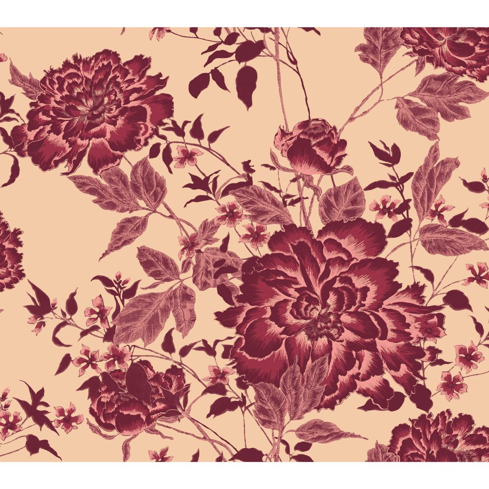 Vintage Floral Red Peel & Stick Wallpaper by Drew Barrymore Flower Home.png