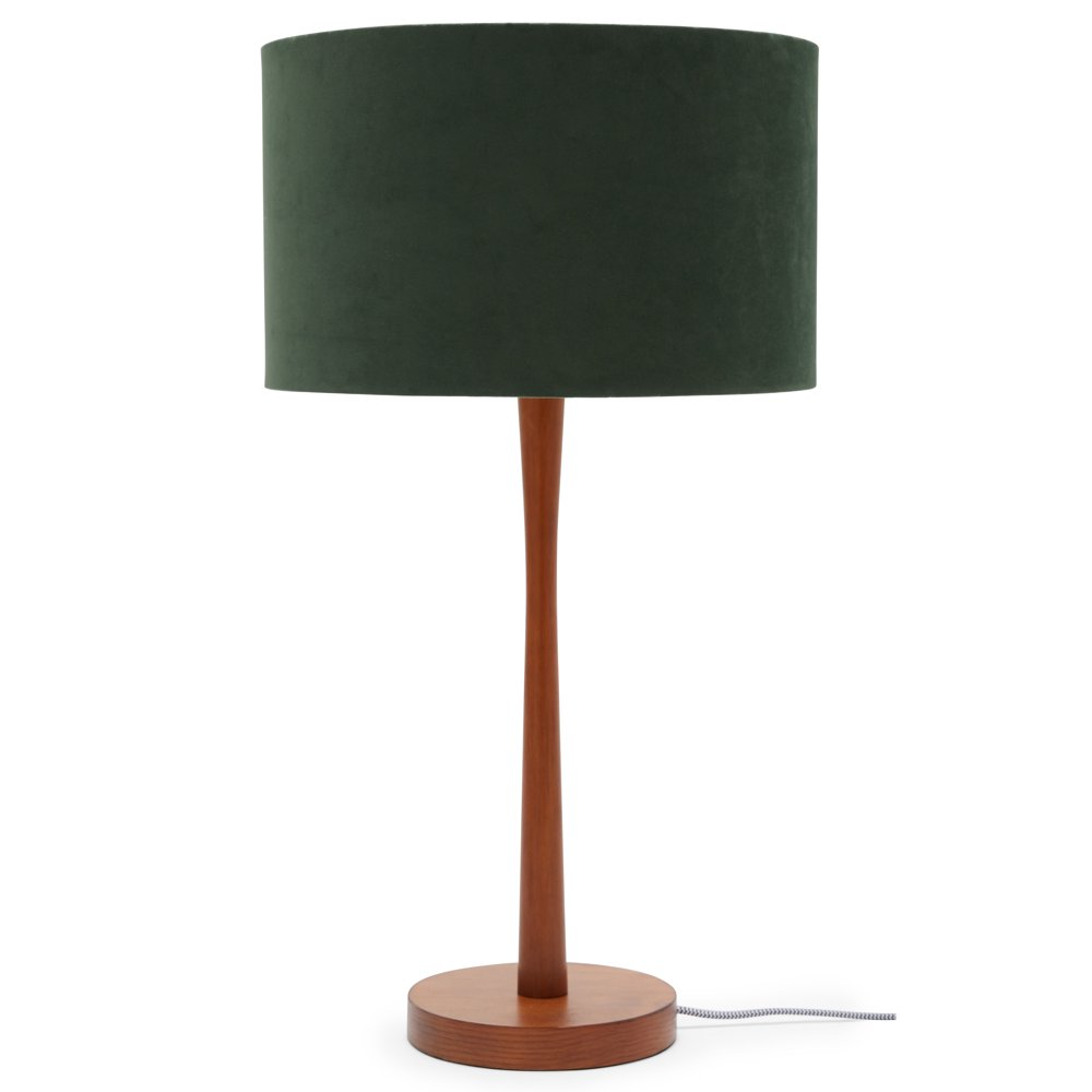 Wood Table Lamp with Green Velvet Shade by Drew Barrymore Flower Home.png