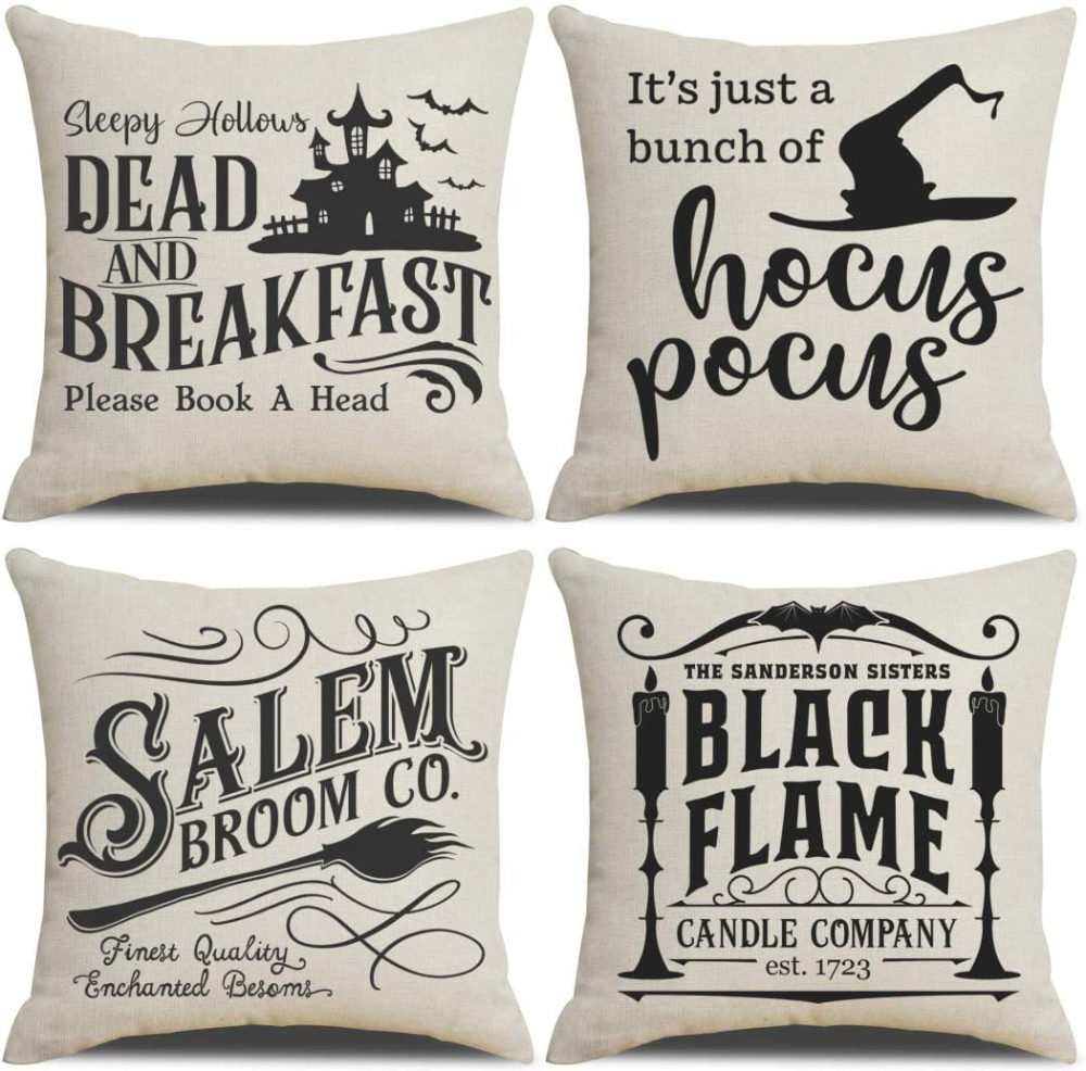 DecorX Fall Decor Throw Pillow Covers Set of 4 with Halloween Decorations Quotes Cotton Linen Home Pillow Covers 18 x 18 Inches for Rustic Modern Farmhouse.png