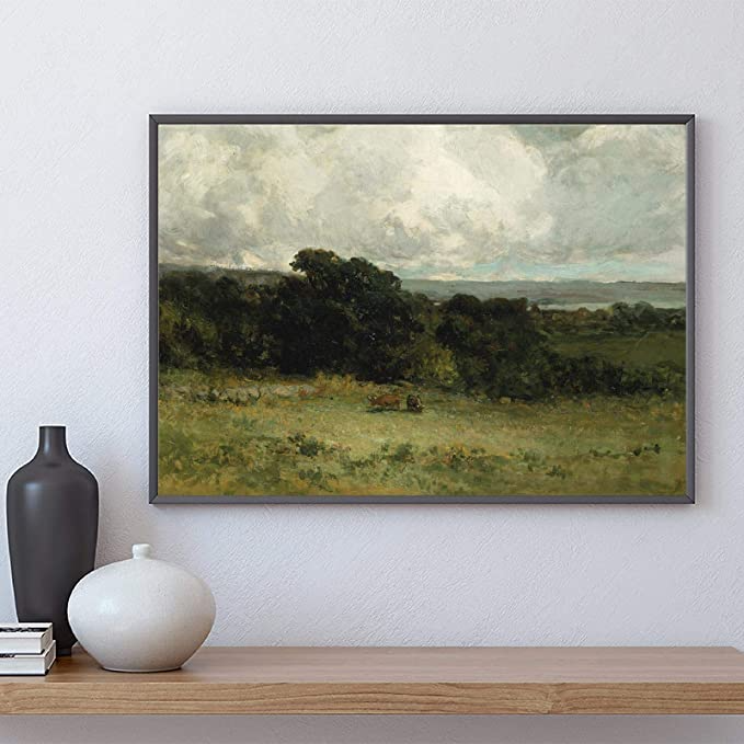 konkneleuh Countryside Cow Nature Green Landscape Oil Painting Vintage Prints Original Country Rural Wall Pictures Canvas Poster Decoration 40x55cm Frameless.png