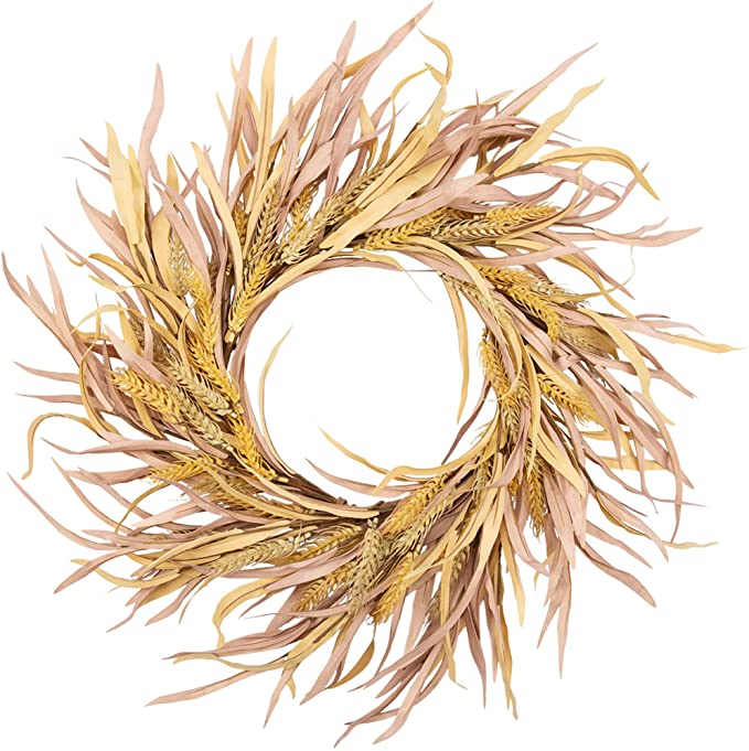VGIA 18 Inch Fall Wreath Front Door Wreath Fall Grass Wreath with Artificial Fall Grass Artificial Wheat Heads for Autumn Harvest Autumn Wreath for Home Wall and Window.png