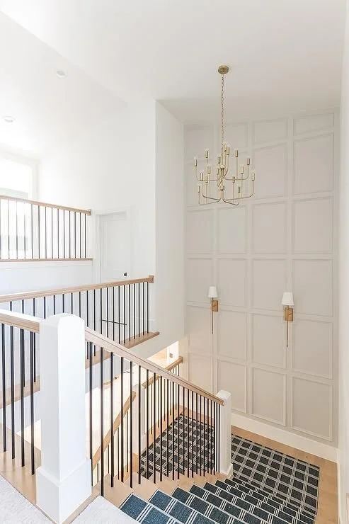 Light Gray Staircase Wall Millwork - Transitional - Entrance_foyer.jpeg