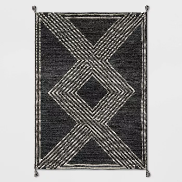 Tasseled Outdoor Rug Charcoal - Project 62™.png