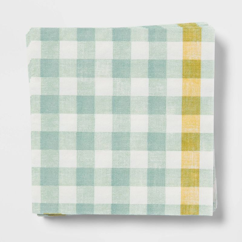 20ct Paper Disposable Gingham Beverage Napkins Green - Threshold™.png