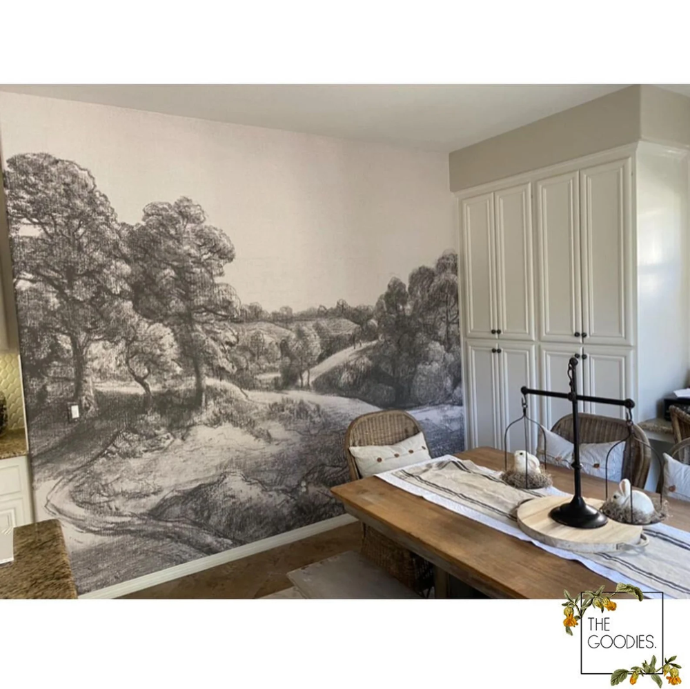 Charcoal Countryside Mural