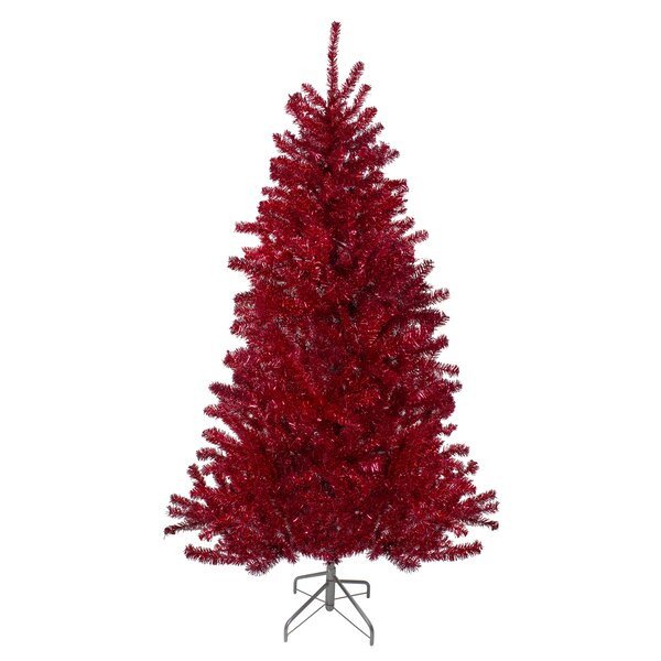 6' Metallic Red Tinsel Artificial Christmas Tree - Unlit