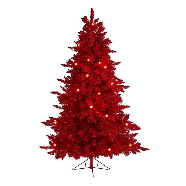 6 ft. Flocked Red Fraser Fir Christmas Tree from Kirkland's (Copy)