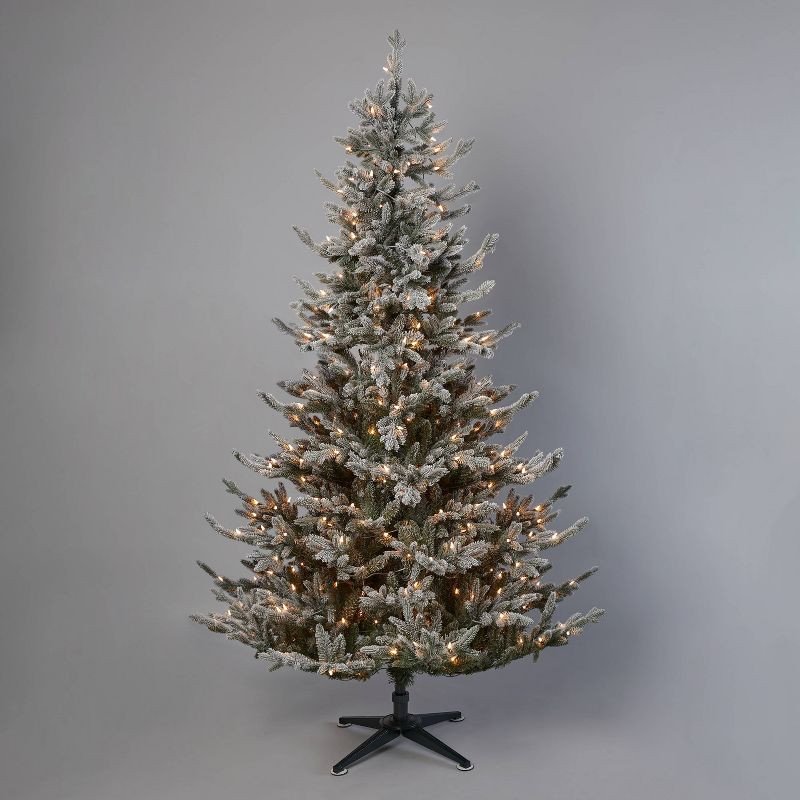 7&amp;#39; Pre-Lit Upswept Flocked Full Balsam Fir Artificial Christmas Tree Clear Lights