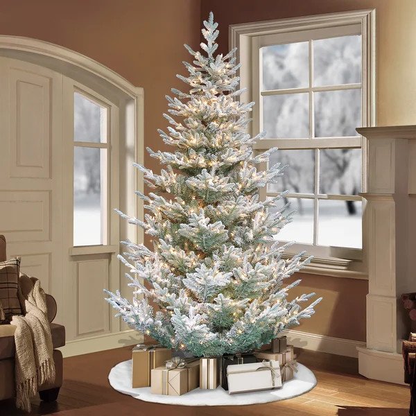 7'6" H Green Realistic Artificial Spruce Frosted Christmas Tree with 450 Lights (Copy)