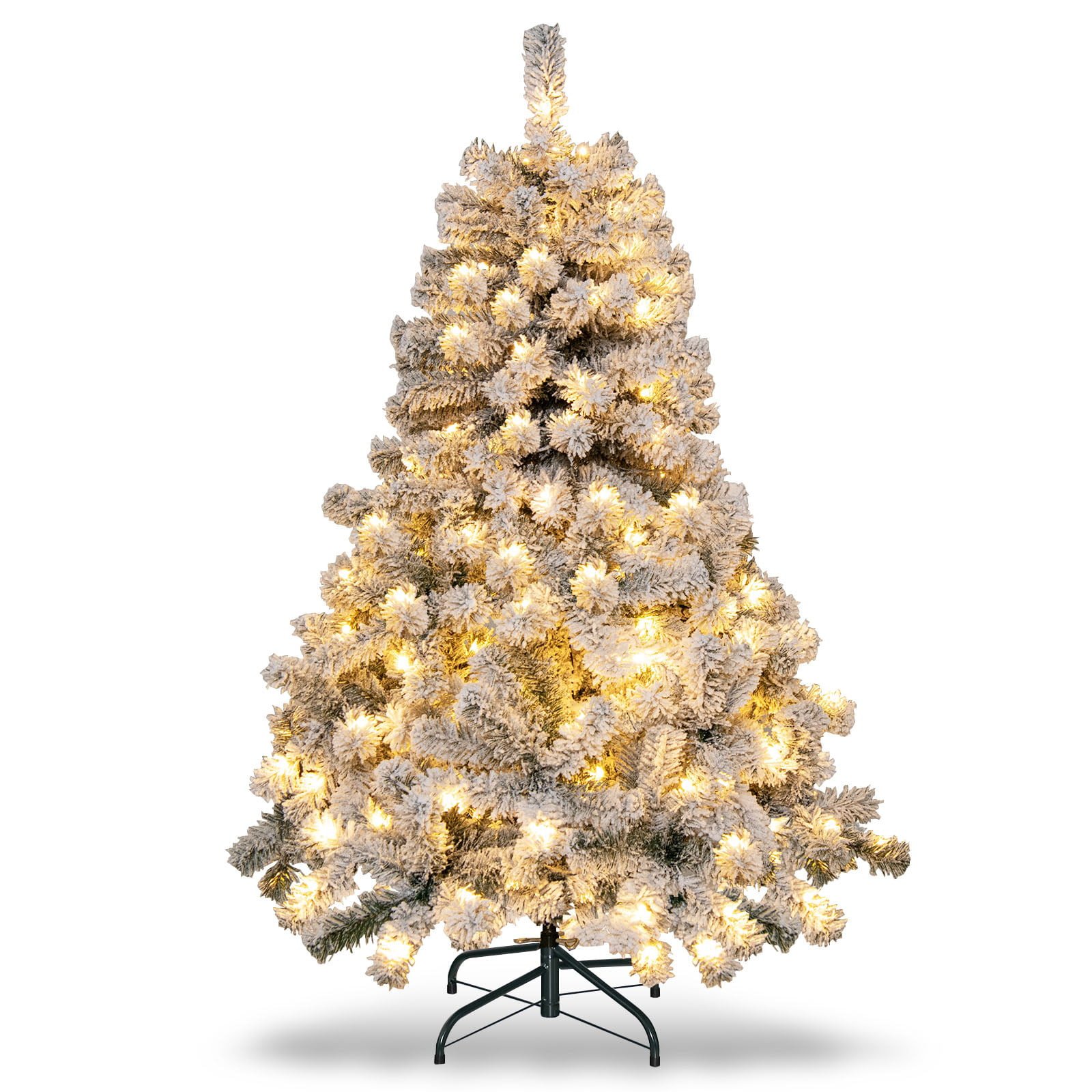Topbuy 4.5 FT Snow Flocked Christmas Tree Pre-lit Christmas Tree w/295 Branch Tips &amp; 150 Warm White (Copy)