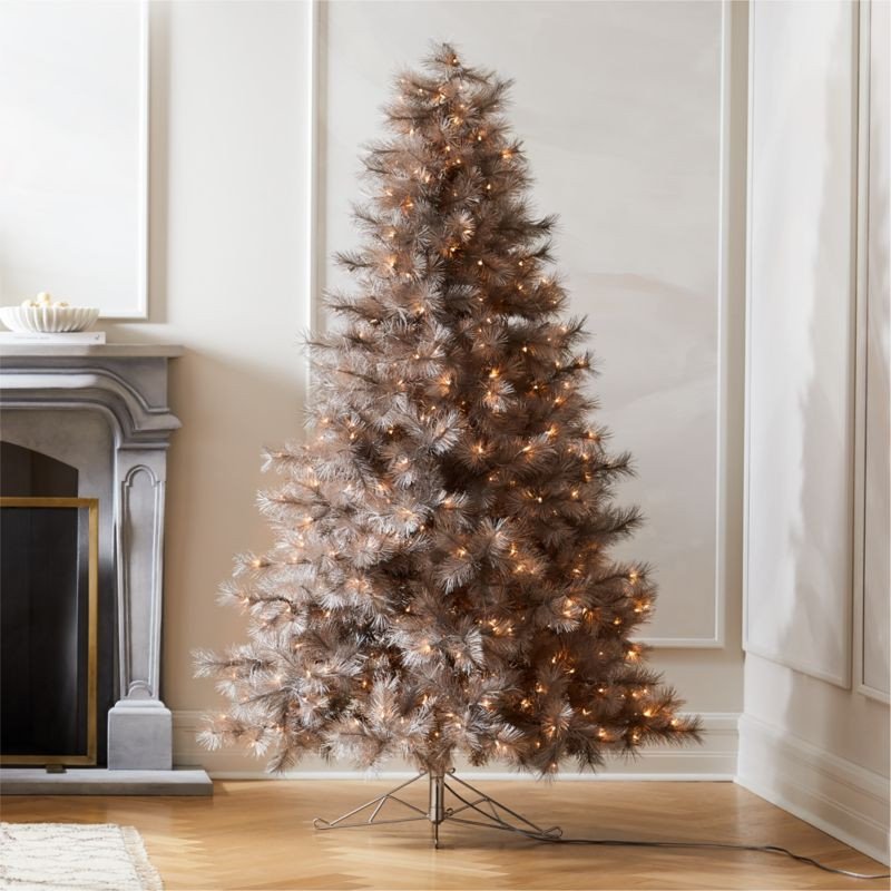 Champagne 7.5-ft Artificial Christmas Tree with LED Lights + Reviews | CB2