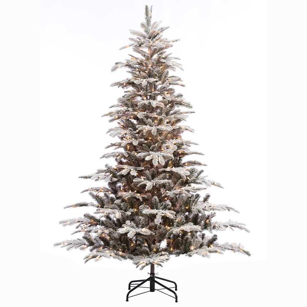 7 1/2 ft. Pre-lit Aspen Green Fir Flocked Artificial Christmas Tree 700 UL listed Clear Lights