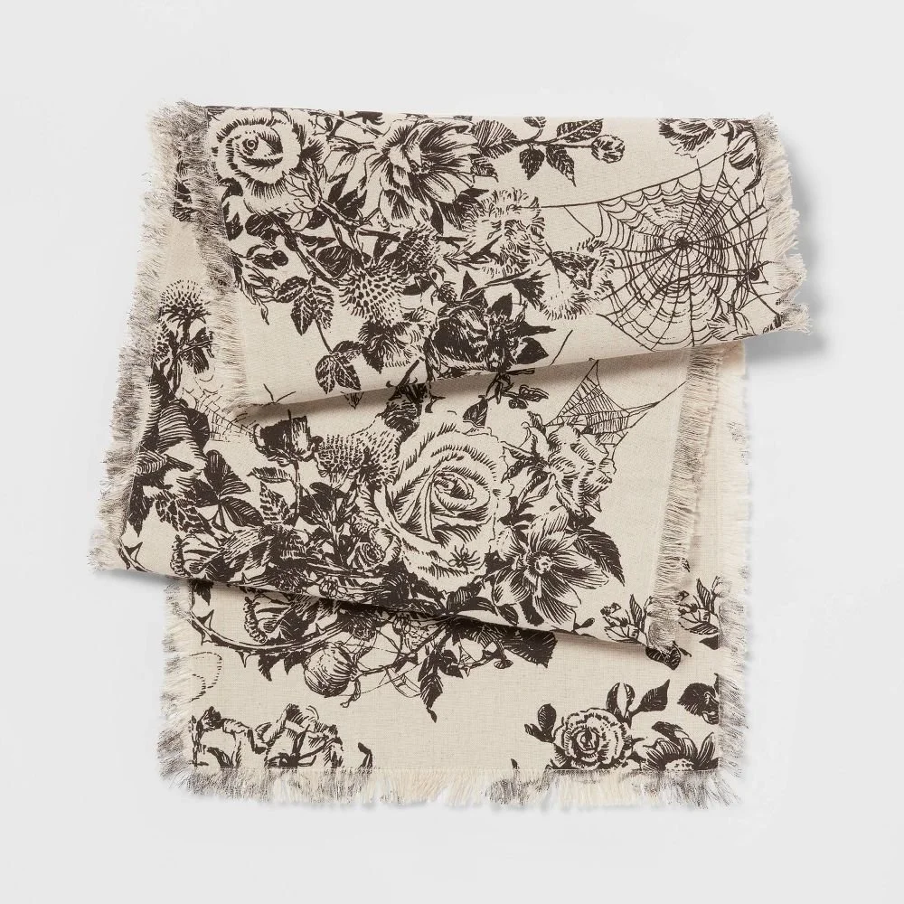 72" x 14" Halloween Cotton Light Floral Table Runner - Threshold™