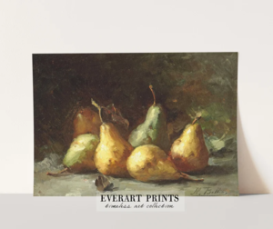 Vintage Pear Painting, Antique Still Life, Printable Farmhouse Wall Art, p42 , INSTANT DOWNLOAD