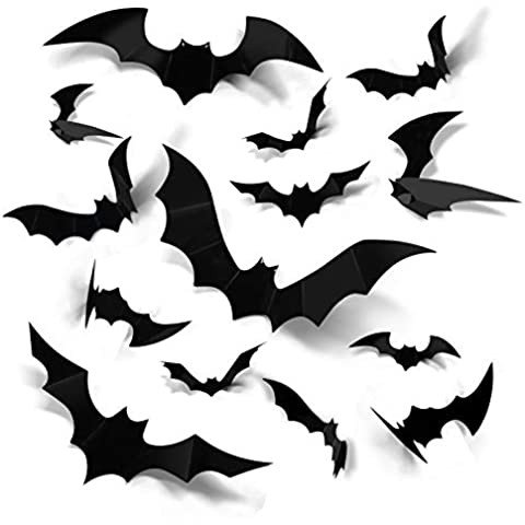Antner 60pcs Halloween 3D Bats Decorations PVC Bats Wall Stickers Halloween Party Supplies, Reali.