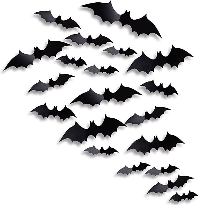 Antner 36pcs Halloween 3D Bats Decorations Bats Wall Sticker Realistic Scary Black Bats Wall Deca...