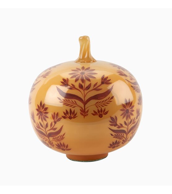 Place &amp; Time Fall 3.75in Milk Glass Pumpkin - Floral on Amber