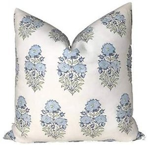 Lisa Fine Mughal Flower Pillow Cover in Monsoon Decorative Throw Pillow Accent Pillow Floral Pill...