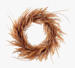 Faux Pampas Grass Wreath, 28", Rust