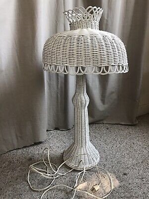 Vintage White Wicker Table Lamp Antique | eBay