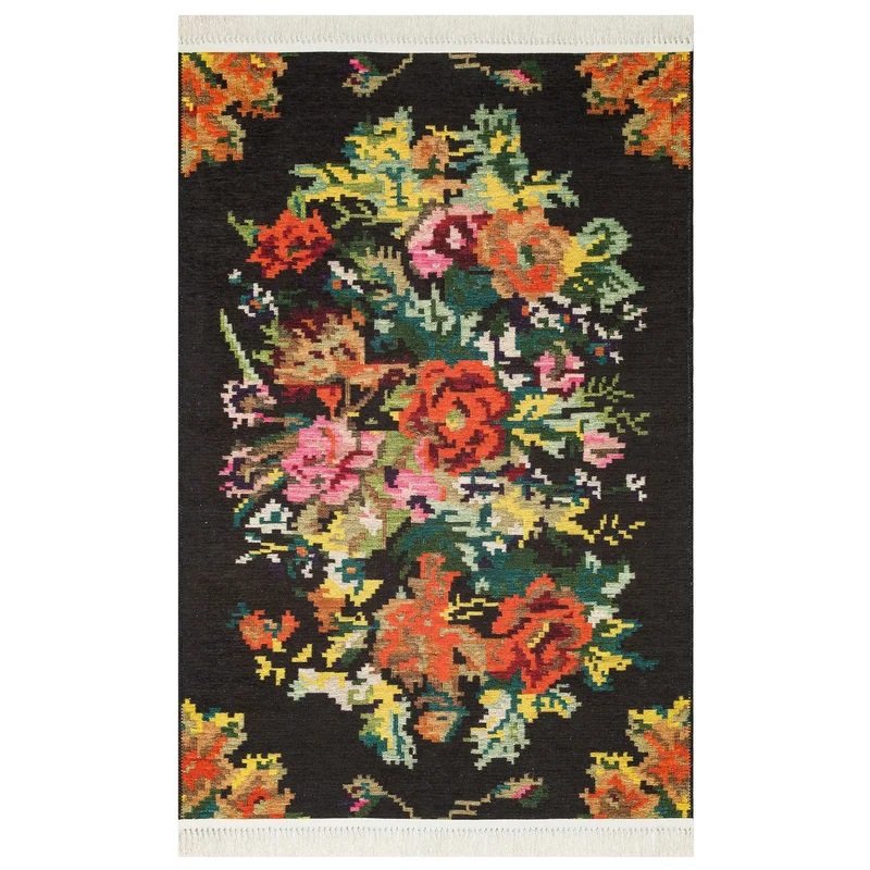 Devar Power Loom Black/Orange/Green Indoor/Outdoor Rug