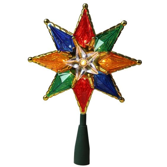 8"" Lighted Multi Color 8-Point Star Christmas Tree Topper - Clear Lights