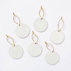 Set of 6 Stamped Ceramic Ornaments White - Threshold™ designed with Studio McGee