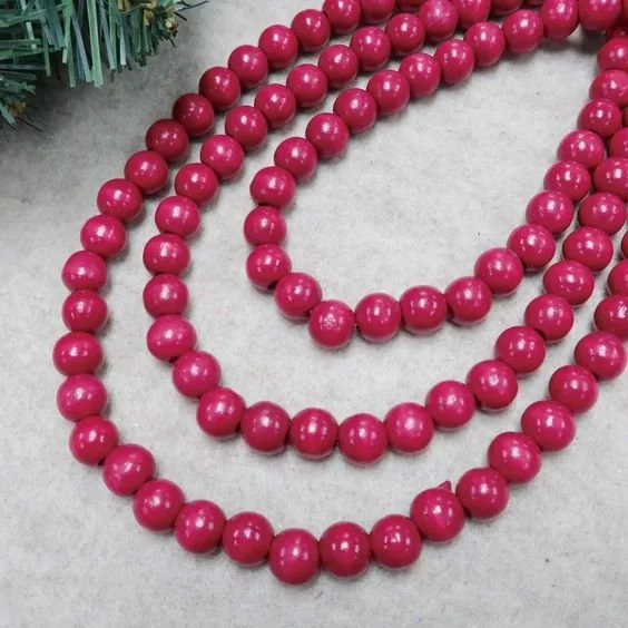 Holiday Time Red Wood Bead Garland, 12' - Walmart.com