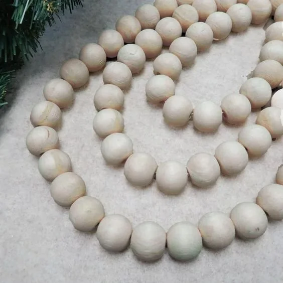 Holiday Time Natural Wood Bead Garland, 6' - Walmart.com
