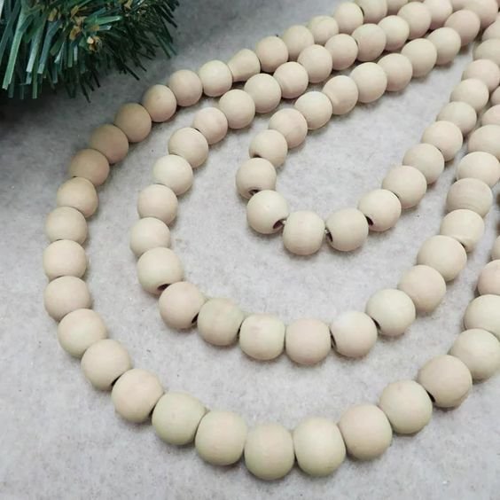 Holiday Time 14mm Natural Wood Bead Christmas Decorative Garland, 12 Feet - Walmart.com