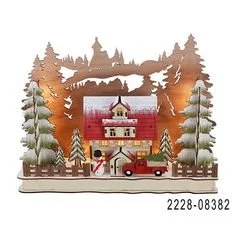 Holiday Time LED 8" Wooden Village Scene - Walmart.com
